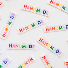 Load image into Gallery viewer, Sarah Hearts | "Handmade" Woven Sewing Labels - Rainbow Colors

