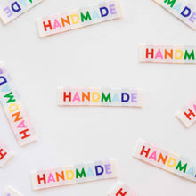 Load image into Gallery viewer, Sarah Hearts | "Handmade" Woven Sewing Labels - Rainbow Colors
