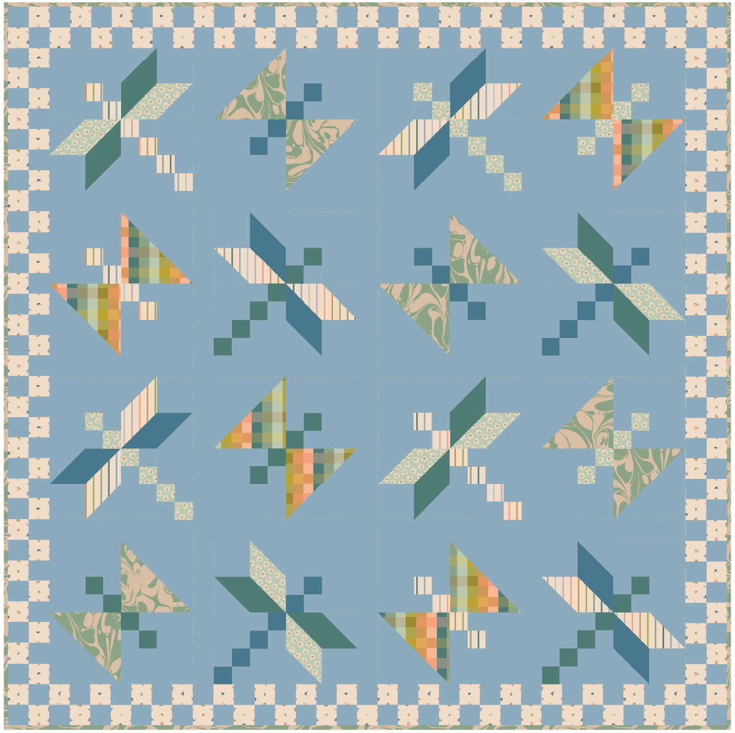 Dragonfly Lake Quilt Kit for Suzy Quilts | Slow Summer | Cerulean