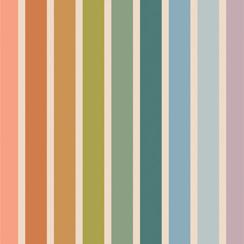 Slow Summer by Suzy Quilts for Art Gallery Fabrics whispers a calming essence of watercolors swirling into existence, and the soft pastel hues of peach lavender, sky blue, and mellow green evoke the dreamlike quality of those long summer days where time itself seems to slow its pace. Available at globalfiberhops.com.