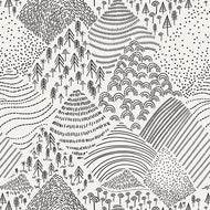 Under the canopy of cozy loblolly pine trees, little furry creatures like foxes and otters etch their way through a black and white forest sprinkled with touches of sprucy mint, sunlit cedar and blush roses. Available at globalfibershop.com.