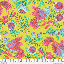Load image into Gallery viewer, Colorful fabric pattern with phoenix and flowers on a yellow background
