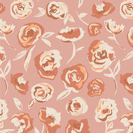 This nostalgic, modern vintage collection by Elizabeth Chappell features airy florals and timeless elements with tints of sweet pinks, creams, warm blues, and rustic reds. Available at globalfibershop.com.