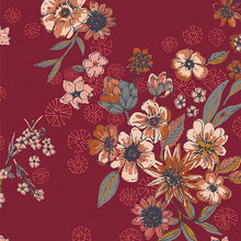 Load image into Gallery viewer, Say hello to Kismet’s sister collection- Kindred. Global, flirty and full of charm in rich shades of russet, berry, ecru and bold navy. Hand drawn florals and dashing geometrics give this collection its own eclectic and bohemian vibe. Available at globalfibershop.com.
