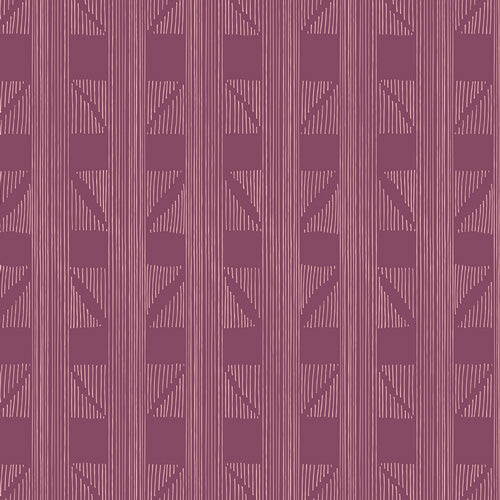 Patterned fabric with a geometric design on a purple background