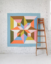Load image into Gallery viewer, Colorful geometric quilt with star pattern on a white background. Arete Quilt bundle in Jewel by Eudaimonia Studio, available at globalfibershop.com.

