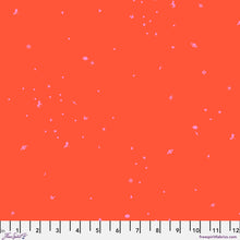 Load image into Gallery viewer, Orange fabric with small pink floral patterns and a ruler at the bottom.
