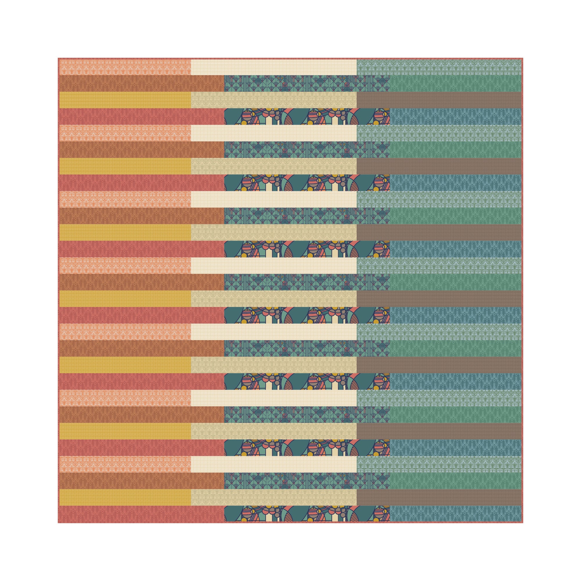 Coonley Tulip - Earth - FLW Tone On Tone - Frank Llyod Wright - Cloud 9 Fabrics - Poplin