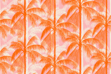 Load image into Gallery viewer, Orange and white palm trees printed on pink background. From Poolside Too by Ruby Star Society.  Available at globalfibershop.com
