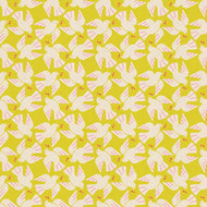 Pattern of white doves with red berries on a green background