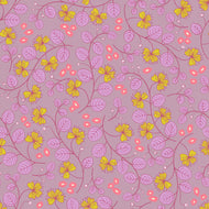 Floral pattern with yellow and pink flowers on a purple background