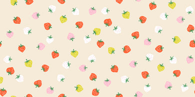 Pattern of strawberries on a beige background