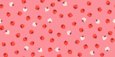 Pattern of strawberries  on a pink background