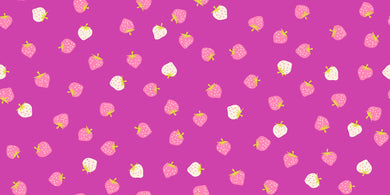 Pattern of strawberries on a pink background