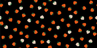Pattern of strawberries on a black background