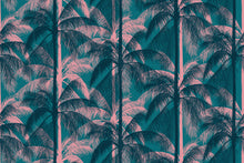 Load image into Gallery viewer, Blue and Pink palm trees on blue background. Poolside Too from Ruby Star Society. Available at globalfibershop.com.
