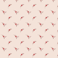 Pattern of small red floral bouquets on a beige background