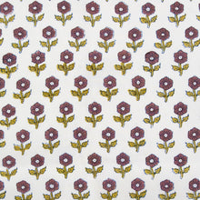 Load image into Gallery viewer, Floral patterned fabric with 'Fableism' branding on a white background. Indian Block Prints available at globalfibershop.com.
