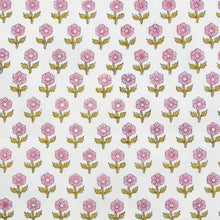 Load image into Gallery viewer, Floral patterned fabric with 'Fableism' branding on a white background. Indian Block Prints available at globalfibershop.com.
