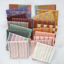 Load image into Gallery viewer, Canyon Springs is Fableism Supply Co’s latest mixed weight wovens collection featuring new textures, new weaves, and some returning favorites. Inspired by the vastness of the grand canyon and its full spectrum of life and color. The colors are a punchy mix of hues from golden ochre to deep periwinkle and crisp turquoise. Available at globalfibershop.com
