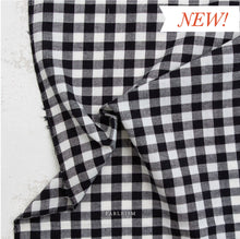 Load image into Gallery viewer, Black and white checkered fabric with 'NEW!' label and 'FABLEISM' branding. Camp Gingham vailable at globalfibershop.com.
