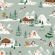 Holiday Classics by Rifle Paper Company | Penguin Village | Mint and Metallic Gold