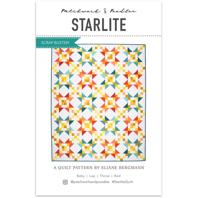 The Starlite Quilt Pattern is a wonderful scrap buster pattern.  Fabric requirements are included in this listing.  Global Fiber Shop also curated the Shining Bright bundle to go with this pattern. Paper pattern available at globalfibershop.com.