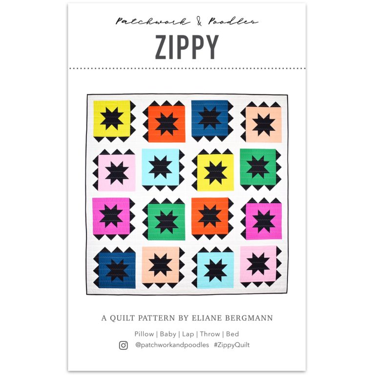 The Zippy Quilt Pattern is fat quarter friendly and utilizes one quilt block, rotated, to create movement.  Fabric requirements are included in this listing. Available at globalfibershop.com.