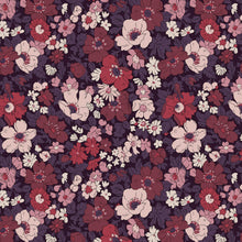 Load image into Gallery viewer, Flower Show Botanical Jewel from Liberty of London fabrics transports us to a magical garden oasis, planted with the prettiest shades of roses, lavender, dahlias in rich, vivid jewel tones that resemble semi-precious stones.  Available at globalfibershop.com.
