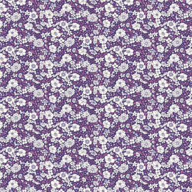 Flower Show Botanical Jewel from Liberty of London fabrics transports us to a magical garden oasis, planted with the prettiest shades of roses, lavender, dahlias in rich, vivid jewel tones that resemble semi-precious stones. Available at globalfibershop.com.