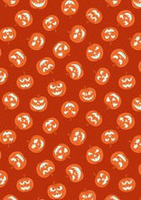 Load image into Gallery viewer, Haunted House | Pumpkin faces on orange
