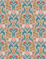 Wintertide | Peacock on linen with copper metallic
