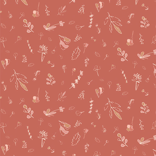 Memories of Elizabeth’s mother, Gayle Loraine, are brought to life in this nostalgic collection of delicate florals and timeless elements. Wildflowers abound in tints of sweet pink, cream, and warm rustic reds. Available at globalfibershop.com.