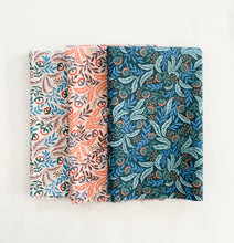 Load image into Gallery viewer, Wintertide | Arts and Crafts Floral with copper metallic on blue

