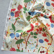 Gander the trees that produce the most beautiful of blooms, attracting lovely birds, butterflies, and bees to drink nectar, play in pollen, and seek shelter in their branches. Flowering trees features 13 prints on undyed organic cotton poplin. Sold at globalfibershop.com
