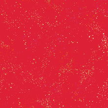 Load image into Gallery viewer, Speckled, brought to you by RSS designer Rashida Coleman Hall, features subtle speckled, (some metallic) blenders.  We liken &quot;speckled&quot; to your happiest accident paint splatter turned perfect fabric background or blender. Scarlett is a red background with gold and pink speckles.
