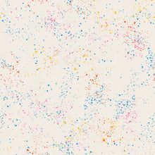 Load image into Gallery viewer, Speckled, brought to you by RSS designer Rashida Coleman Hall, features subtle speckled, (some metallic) blenders.  We liken &quot;speckled&quot; to your happiest accident paint splatter turned perfect fabric background or blender. Confetti is a cream background with red, blue, yellow and purple speckles.
