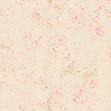 Load image into Gallery viewer, Speckled, brought to you by RSS designer Rashida Coleman Hall features subtle speckled, some metallic, blenders. We liken &quot;speckled&quot; to your happiest accident paint splatter turned perfect fabric background or blender. Sold at globalfibershop.com Neon pink is pink and gold speckles on a cream background.
