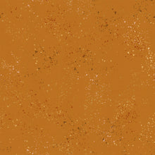 Load image into Gallery viewer, Speckled, brought to you by RSS designer Rashida Coleman Hall, features subtle speckled, (some metallic) blenders.  We liken &quot;speckled&quot; to your happiest accident paint splatter turned perfect fabric background or blender. Earth is features rust and cream speckles on a honey gold background.
