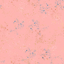 Load image into Gallery viewer, Speckled, brought to you by RSS designer Rashida Coleman Hall features subtle speckled, some metallic, blenders. We liken &quot;speckled&quot; to your happiest accident paint splatter turned perfect fabric background or blender. Sold at globalfibershop.com Candy Pink features rust, gold and blue speckles on a bubblegum pink background.
