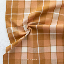 Load image into Gallery viewer, Introducing the Arcade Wovens collection by Fableism Supply Company.  Arcade Wovens  features 15 shades of yarn-dyed wovens in Fabelism&#39;s signature earth tone palette inspired by natural elements .  Acorn is showcases carmel, gold and peach.  These plaids are excellent staples in quilting, homewares and garments and make gorgeous quilt backs.
