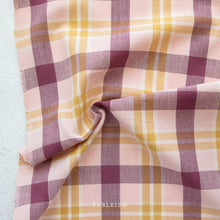 Load image into Gallery viewer, Introducing the Arcade Wovens collection by Fableism Supply Company.  Arcade Wovens  features 15 shades of yarn-dyed wovens in Fabelism&#39;s signature earth tone palette inspired by natural elements . Wildberry showcases berry, eggplant and saffron shades.  These plaids are excellent staples in quilting, homewares and garments and make gorgeous quilt backs.
