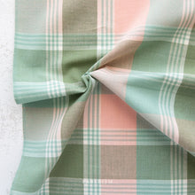 Load image into Gallery viewer, Introducing the Arcade Wovens collection by Fableism Supply Company.  Arcade Wovens  features 15 shades of yarn-dyed wovens in Fabelism&#39;s signature earth tone palette inspired by natural elements .  Agave features a gorgeous nod to blooming cacti in sage and blush tones.  These plaids are excellent staples in quilting, homewares and garments and make gorgeous quilt backs.
