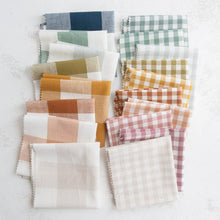 Load image into Gallery viewer, Camp Ginghams collection brings forth a classic woven style in gorgeous colors, reminiscent of retro camp uniforms. Think Moonrise Kingdom meets classic gingham! Camp Gingham is offering two sizes of yarn-dyed cotton gingham 3/8″ and 2.25″. Each size has a multitude of purposes from quilts, to apparel, to table settings! Sold at globalfibershop.com.
