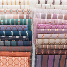 Load image into Gallery viewer, Monarch Grove Wovens collection is a stunning group of varied weight wovens, in color found in the Monarch Groves of the California Coast. All fabrics are yarn-dyed and woven into unique designs showing off a balance of color and texture. Available at globalfibershop.com.
