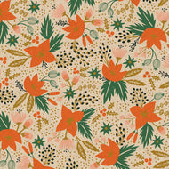 Holiday Classics by Rifle Paper Company | Poinsettia | Natural Unbleached Canvas