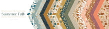 Load image into Gallery viewer, The natural earth tones in Summer Folk are the perfect nod to the late summer/early fall season. Summer Folk features sophisticated wildflower showcase prints paired with smaller scale blenders. Available at globalfibershop.com.
